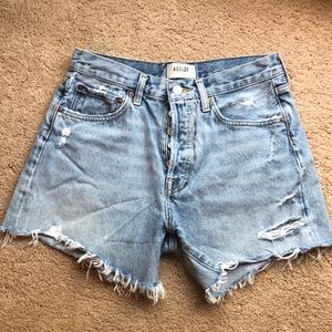 AGoldE Parker long denim shorts